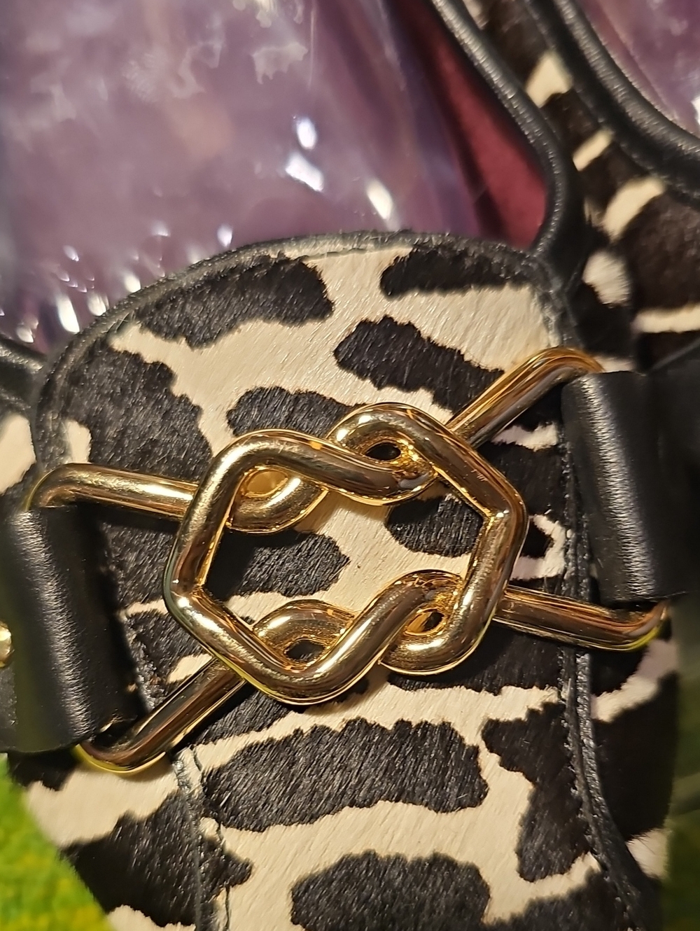 A1 Aerosoles White Black Zebra Animal Print NWOT MULES LOAFER Chain Accents 10.5 - Picture 8 of 8